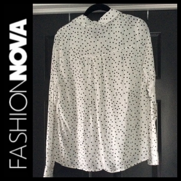 NWT Fashion Nova You Better Work Dot Shirt - Picture 5 of 8